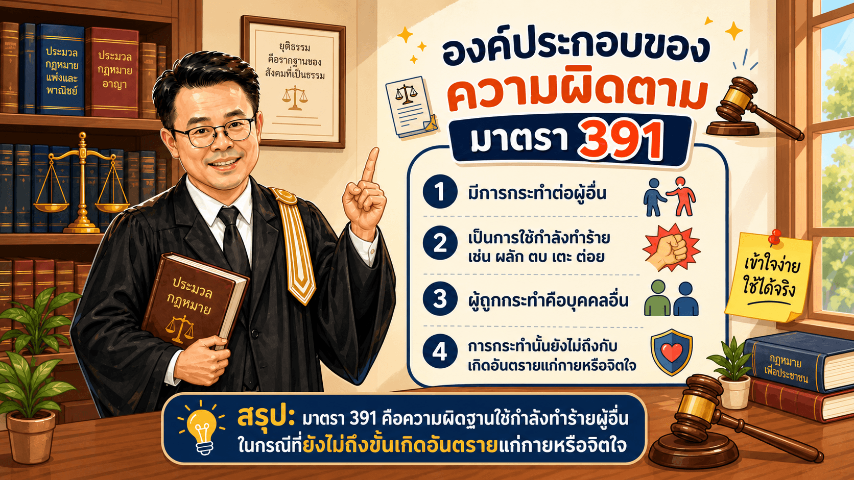 ไม่มีแผลก็ผิดได้? รู้จักมาตรา 391 เมื่อใช้กำลังทำร้ายผู้อื่น I กฎหมายหน้ารู้ กับสายด่วนรัฐสภา